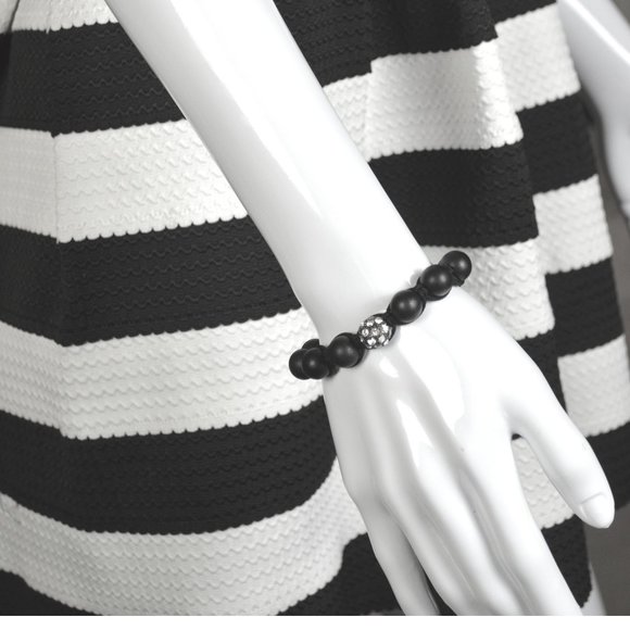 Doe & Rae Black and White Stripe Mini Halter Dress - Size S - Picture 2 of 8